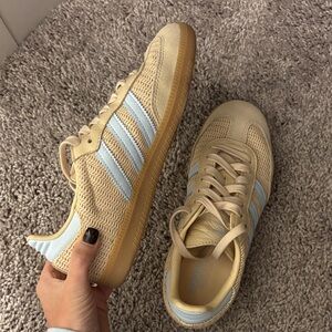 Adidas Cream and Light Blue Sneakers